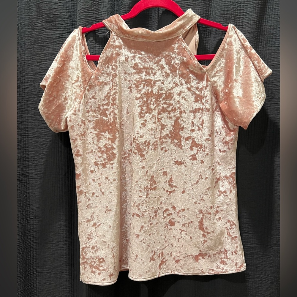 Off Shoulder NY&C Pink Velvet Blouse NWT